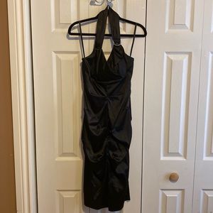 Beautiful black satin midi dress worn only once. Size XS